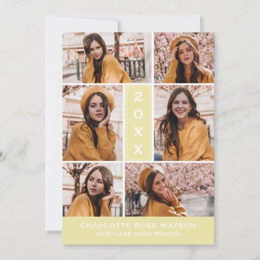 EENVOUDIG CHIQUE FOTOCOLLAGE AFSTUDEREN UITNODIGIN KAART (Voorkant)