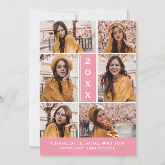 EENVOUDIG CHIQUE FOTOCOLLAGE AFSTUDEREN UITNODIGIN KAART (Voorkant)