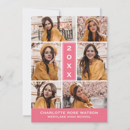 EENVOUDIG CHIQUE FOTOCOLLAGE AFSTUDEREN UITNODIGIN KAART (Voorkant)