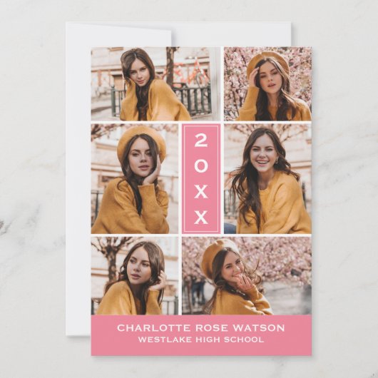 EENVOUDIG CHIQUE FOTOCOLLAGE AFSTUDEREN UITNODIGIN KAART (Voorkant)