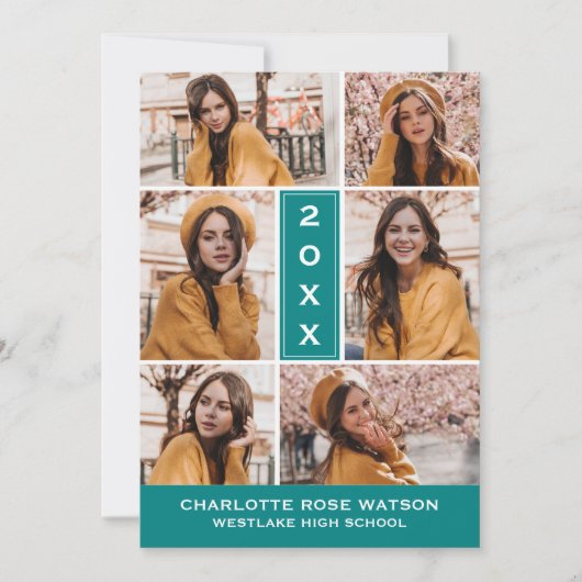 EENVOUDIG CHIQUE FOTOCOLLAGE AFSTUDEREN UITNODIGIN KAART (Voorkant)