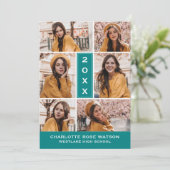 EENVOUDIG CHIQUE FOTOCOLLAGE AFSTUDEREN UITNODIGIN KAART (Staand voorkant)