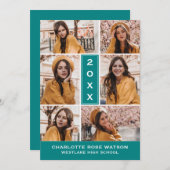 EENVOUDIG CHIQUE FOTOCOLLAGE AFSTUDEREN UITNODIGIN KAART (Voorkant / Achterkant)