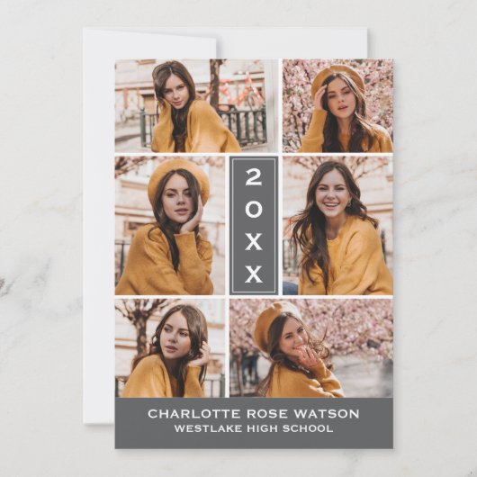 EENVOUDIG CHIQUE FOTOCOLLAGE AFSTUDEREN UITNODIGIN KAART (Voorkant)