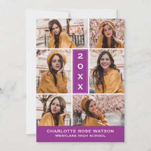 EENVOUDIG CHIQUE FOTOCOLLAGE AFSTUDEREN UITNODIGIN KAART