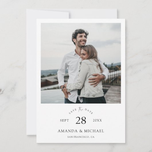 Eenvoudig Chique Gebogen Typografie Foto  Save The Date (Voorkant)