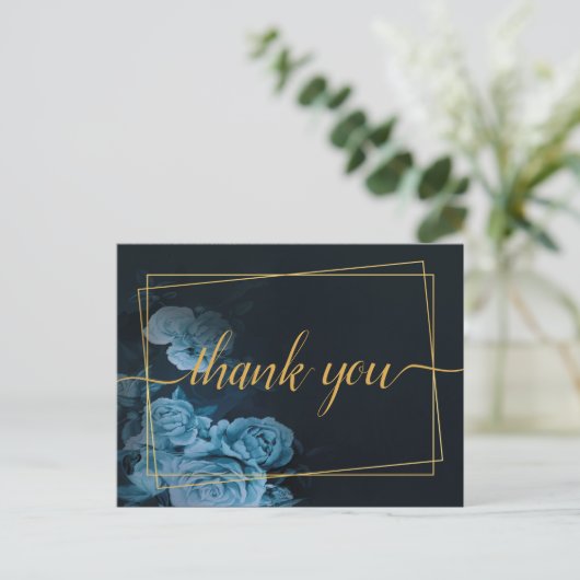 Eenvoudig chique goud geometrisch Lijst dank u Pos Briefkaart (Staand voorkant)