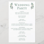 Eenvoudig chique groen botanisch bruiloft programm (Achterkant)