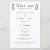 Eenvoudig chique groen botanisch bruiloft programm (Voorkant)