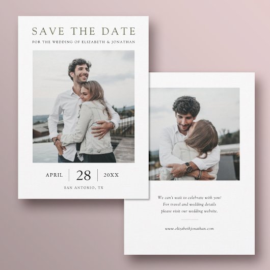 Eenvoudig chique groene typografie Moderne multifo Save The Date