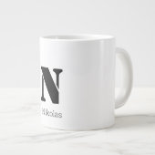 Eenvoudig Chique Initiaal Letter Monogram Zwart-wi Grote Koffiekop (Voorkant rechts)