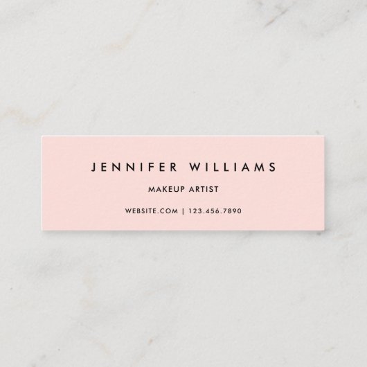 Eenvoudig chique minimalistisch script blush roze mini visitekaartje (Achterkant)