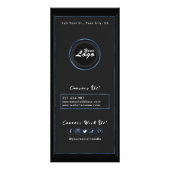 Eenvoudig Chique Modern Blauw Zwart Salon Menu Toe (Achterkant)
