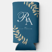 Eenvoudig Chique Monogram Turquoise Seltzer Blikjeskoeler (Achterkant)