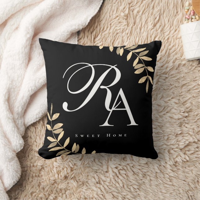 Eenvoudig Chique Monogram Zwart Kussen (Deken)