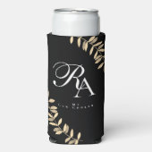 Eenvoudig Chique Monogram Zwart Seltzer Blikjeskoeler (Seltzer Voorkant)