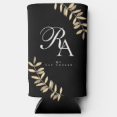 Eenvoudig Chique Monogram Zwart Seltzer Blikjeskoeler (Voorkant)