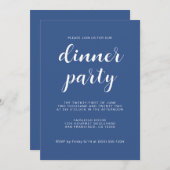 Eenvoudig Chique Script Klassiek Blauw Diner Party Kaart (Voorkant / Achterkant)