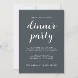 Eenvoudig Chique Script Offblack Dinner Party Kaart
