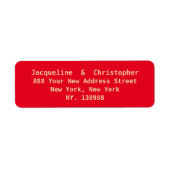 Eenvoudig Chique Script Rood Goud Bruiloft Retoura Etiket (Voorkant)