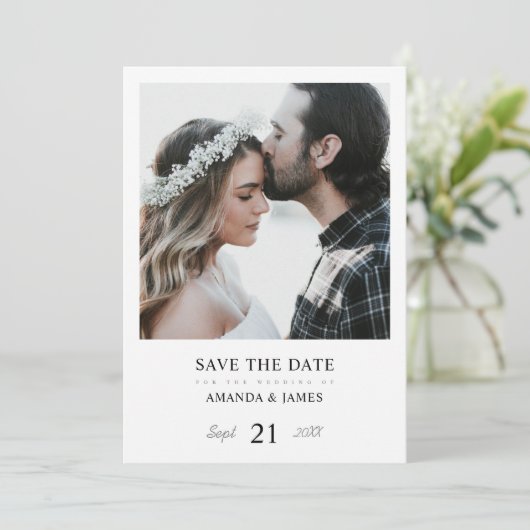 Eenvoudig chique Verloving Sla de datum aangepaste Kaart (Staand voorkant)