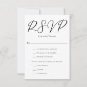 Eenvoudig chique zwart script met maaltijdkeuze br RSVP kaartje (Voorkant)