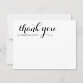 Eenvoudig chique zwart-wit script dank u notitiekaartje (Voorkant)