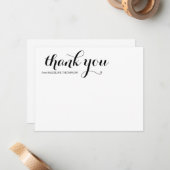 Eenvoudig chique zwart-wit script dank u notitiekaartje (Voorkant / Achterkant in situ)