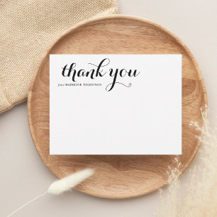 Eenvoudig chique zwart-wit script dank u notitiekaartje