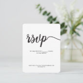 Eenvoudig Chique Zwart-Wit Script Digitaal antwoor RSVP Kaartje (Staand voorkant)