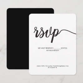 Eenvoudig Chique Zwart-Wit Script Digitaal antwoor RSVP Kaartje