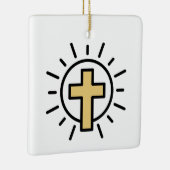 Eenvoudig Christelijk kruisje Keramisch Ornament (Rechts)