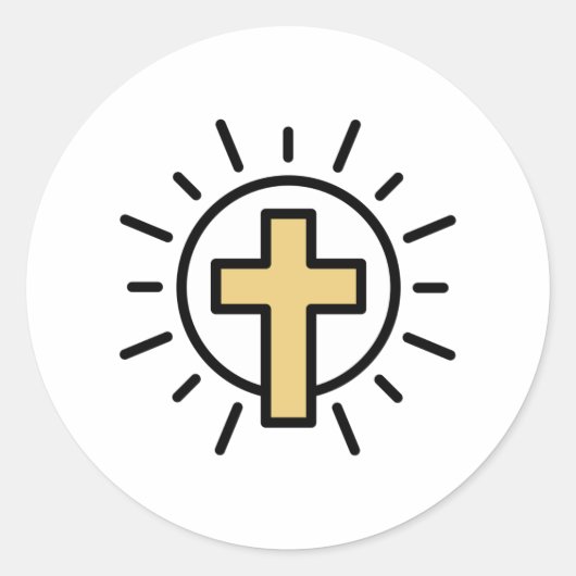 Eenvoudig Christelijk kruisje Ronde Sticker (Voorkant)