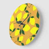 Eenvoudig citroenpatroon, oranje achtergrond. grote klok (Hoek)
