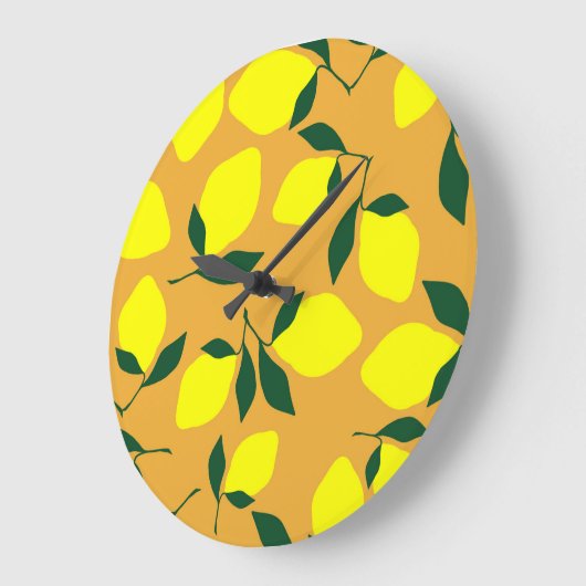 Eenvoudig citroenpatroon, oranje achtergrond. grote klok (Hoek)