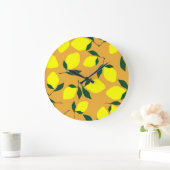 Eenvoudig citroenpatroon, oranje achtergrond. grote klok (Huis)