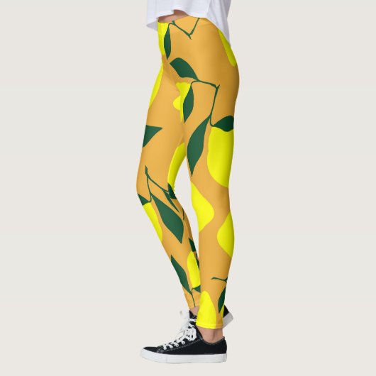 Eenvoudig citroenpatroon, oranje achtergrond. leggings (Links)
