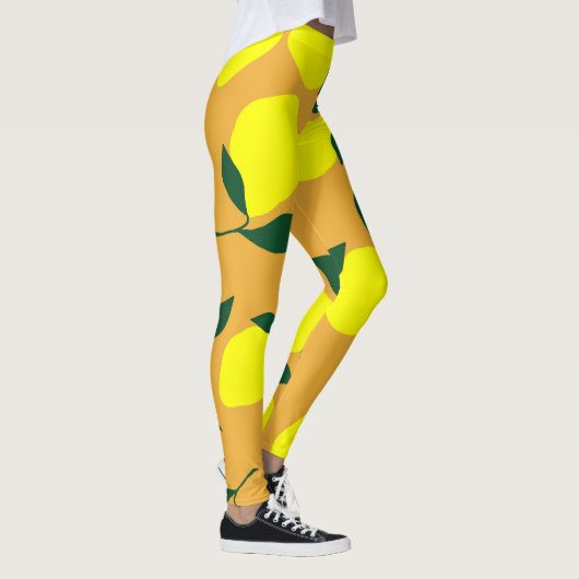 Eenvoudig citroenpatroon, oranje achtergrond. leggings (Rechts)