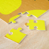 Eenvoudig citroenpatroon, oranje achtergrond. legpuzzel (Zijkant)