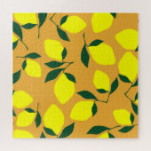 Eenvoudig citroenpatroon, oranje achtergrond. legpuzzel (Horizontaal)