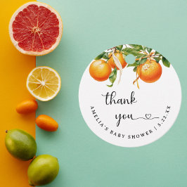 Eenvoudig citrus Sinaasappel Baby shower Bedankjes Labels