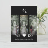 Eenvoudig Classic 3 Foto's Collage Engaged Couple Kaart (Staand voorkant)