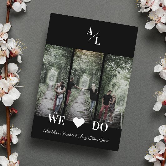 Eenvoudig Classic 3 Foto's Collage Engaged Couple Kaart