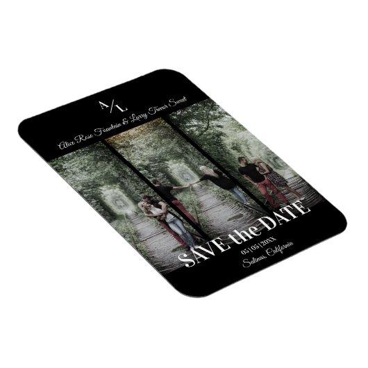 Eenvoudig Classic 3 Foto's Collage Engaged Couple Magneet (Rechterzijde)