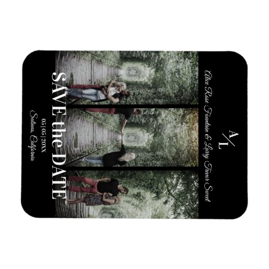 Eenvoudig Classic 3 Foto's Collage Engaged Couple Magneet (Horizontaal)