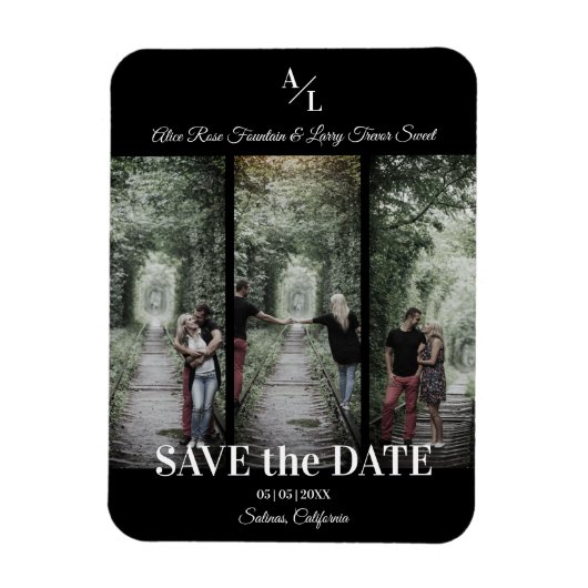 Eenvoudig Classic 3 Foto's Collage Engaged Couple Magneet (Verticaal)