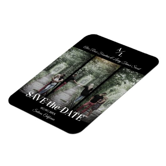 Eenvoudig Classic 3 Foto's Collage Engaged Couple Magneet (Linkerzijde)