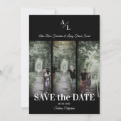 Eenvoudig Classic 3 Foto's Collage Engaged Couple Save The Date (Voorkant)