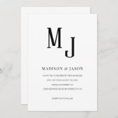 Eenvoudig Classic Black Roman Monogram Weddenschap Kaart (Voorkant / Achterkant)