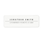 Eenvoudig Classic Black & White Retour Adreslabel Etiket (Voorkant)